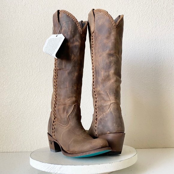 Lane Boots Shoes - NEW Lane PLAIN JANE Womens Western Boots 5.5 Brown Cowboy Round Toe Distressed